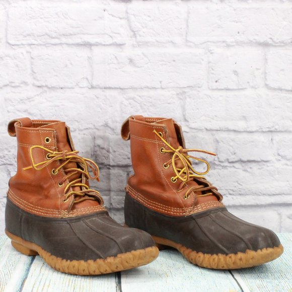 LL Bean Womens Brown Leather 8-Inch Insulated Ankle Duck Boots Size 10 M - Picture 3 of 9